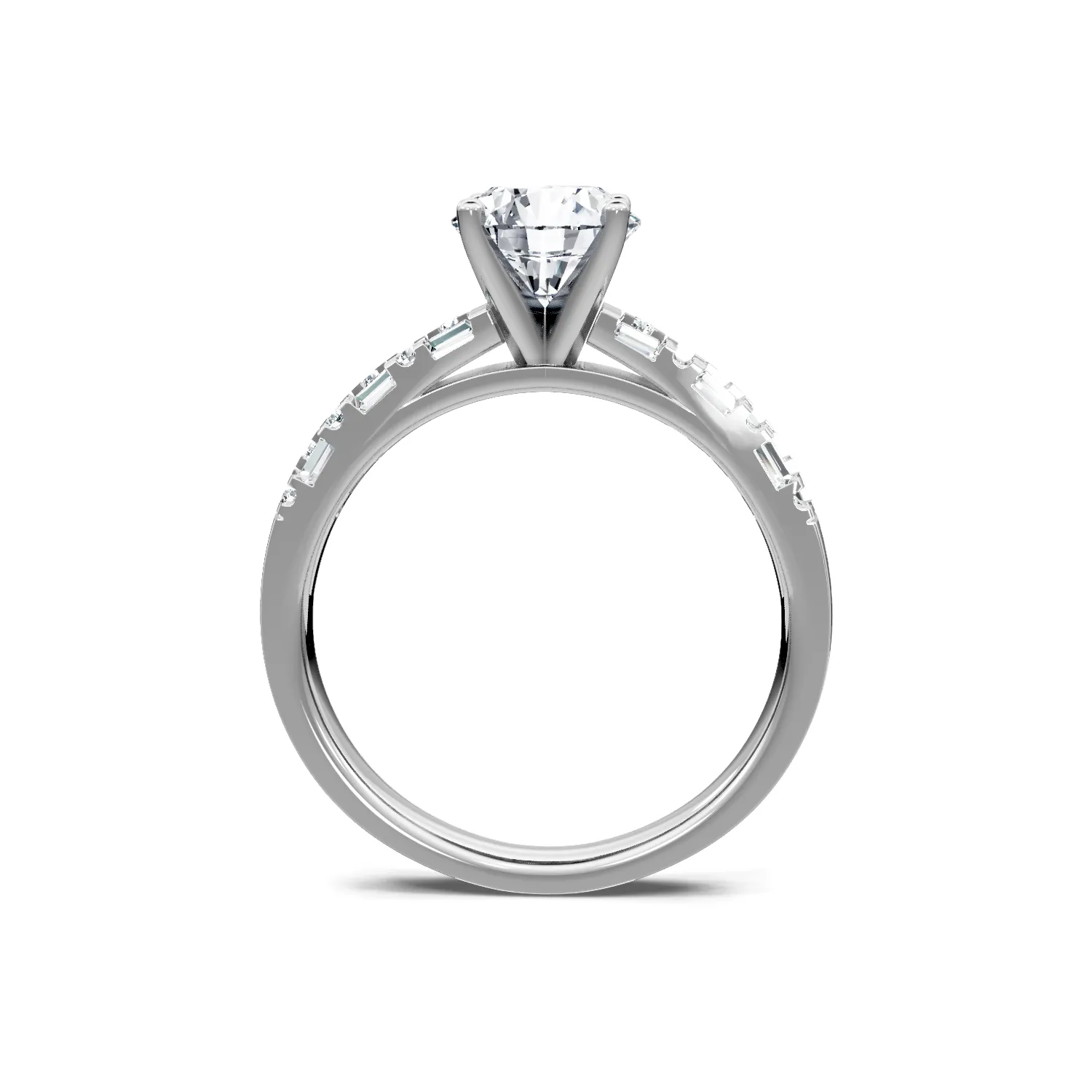 0.30ctw Baguette and Round Diamond Engagement Ring
