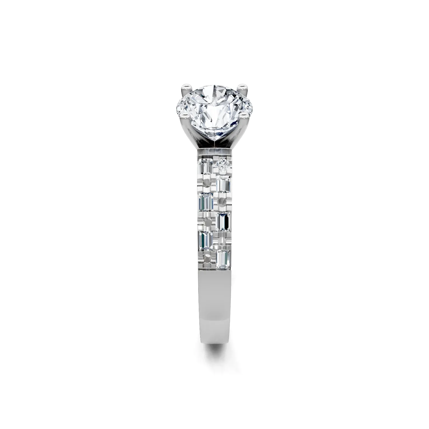 0.30ctw Baguette and Round Diamond Engagement Ring