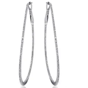 0.64ct In & Out Round Cut Diamond Hoop Earrings in 18k White Gold