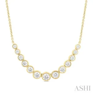 1 ctw Graduated Bezel Set Round Cut Diamond Smile Necklace in 14K Yellow Gold