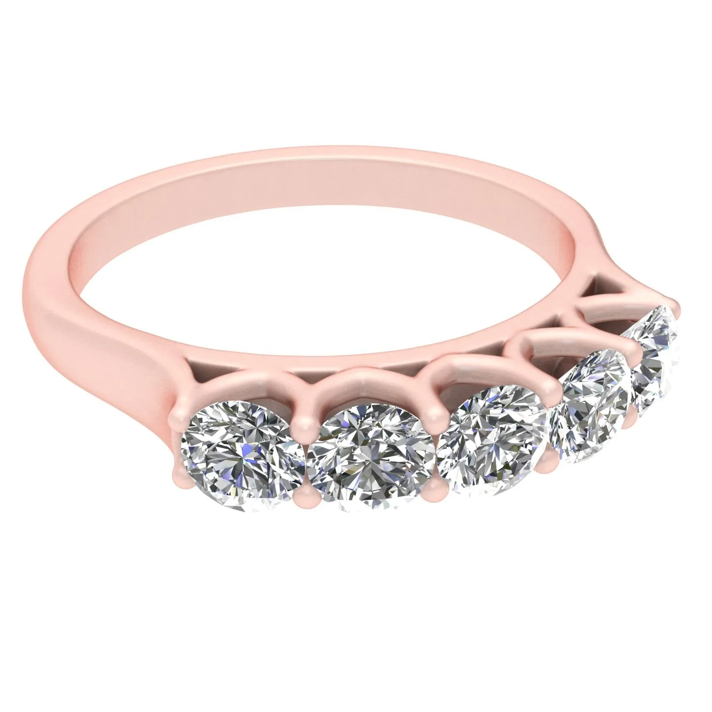 1.00ctw Diamond Five Stone Wedding Band in 14k Rose Gold (J-K, I2-I3)
