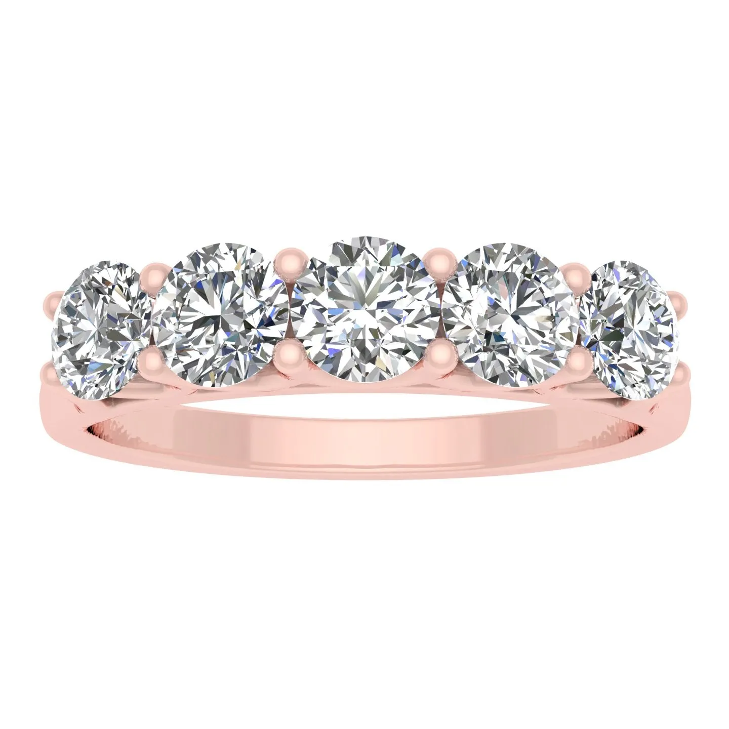 1.00ctw Diamond Five Stone Wedding Band in 14k Rose Gold (J-K, I2-I3)