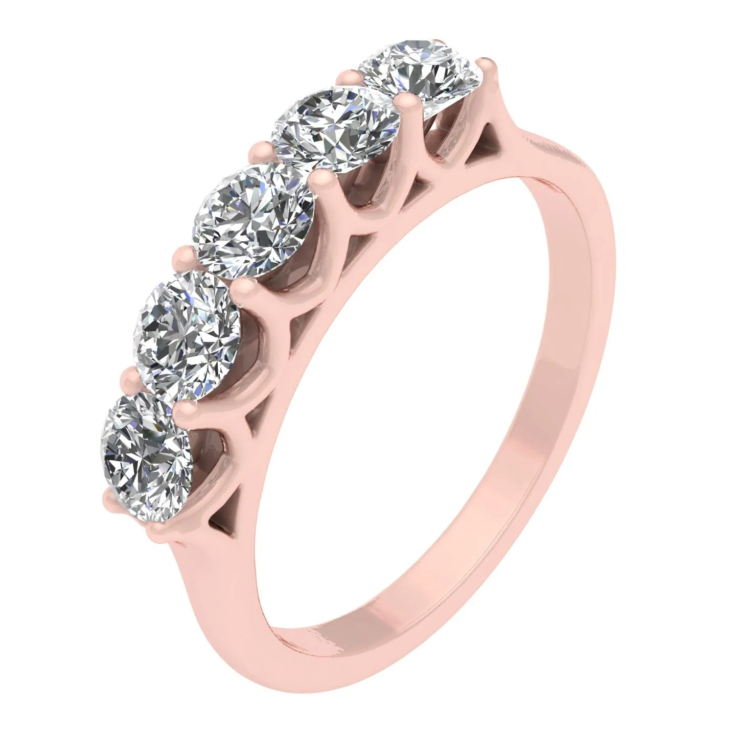 1.00ctw Diamond Five Stone Wedding Band in 14k Rose Gold (J-K, I2-I3)