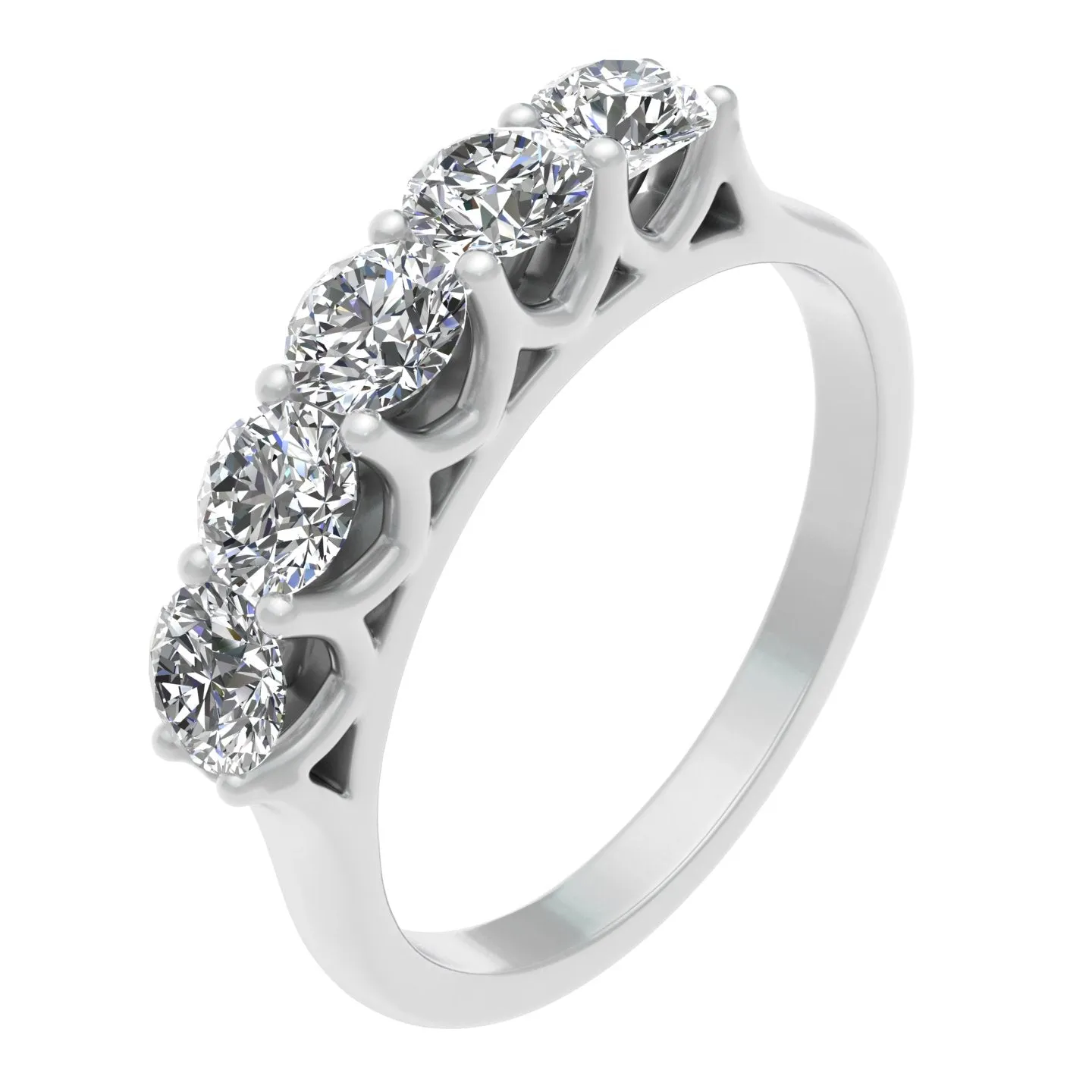 1.00ctw Diamond Five Stone Wedding Band in 14k White Gold (J-K, I2-I3)