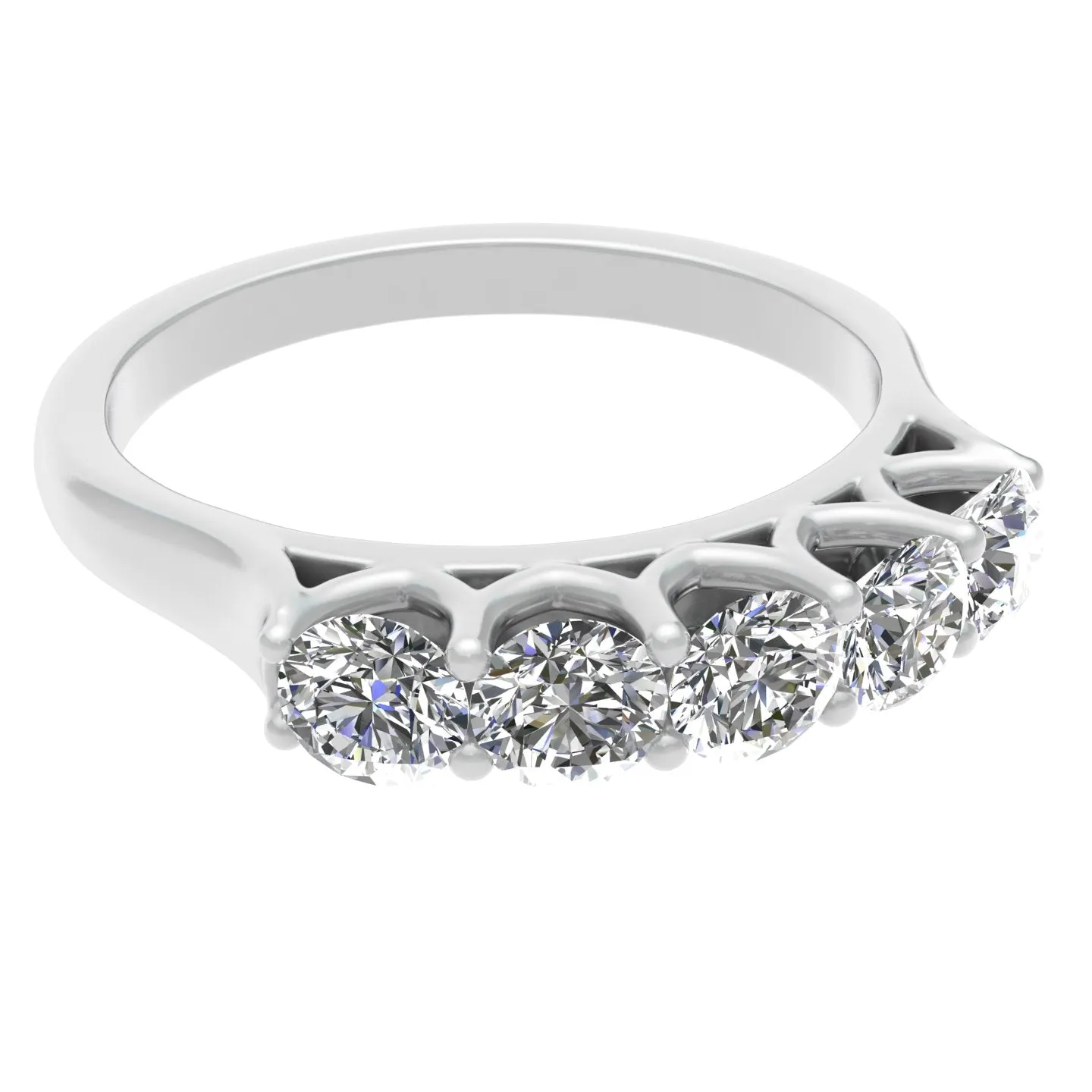 1.00ctw Diamond Five Stone Wedding Band in 14k White Gold (J-K, I2-I3)