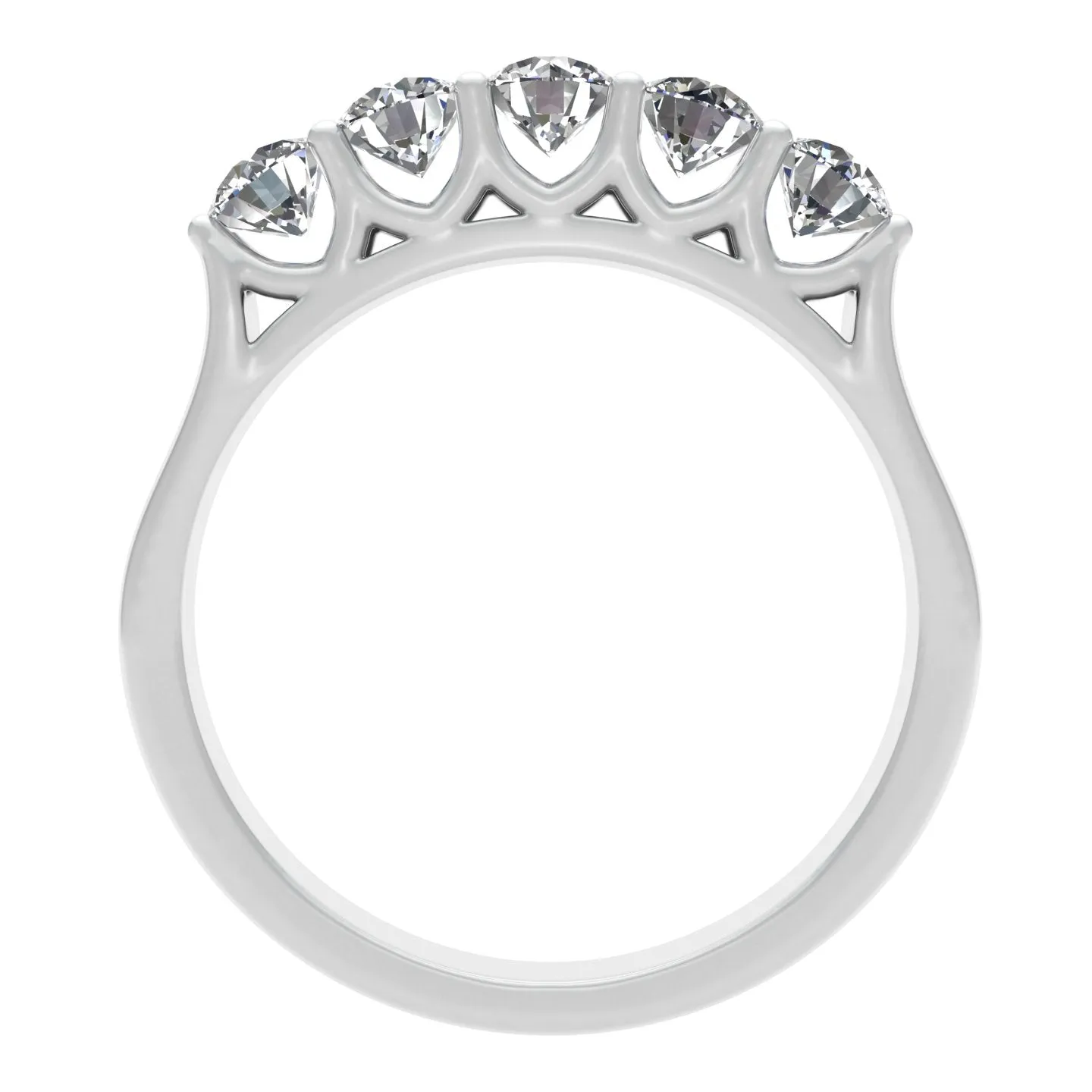 1.00ctw Diamond Five Stone Wedding Band in 14k White Gold (K-L, I2-I3)