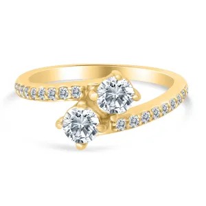 1.00ctw Diamond Two Stone Engagement Ring in 14k Yellow Gold (J-K, I2-I3)
