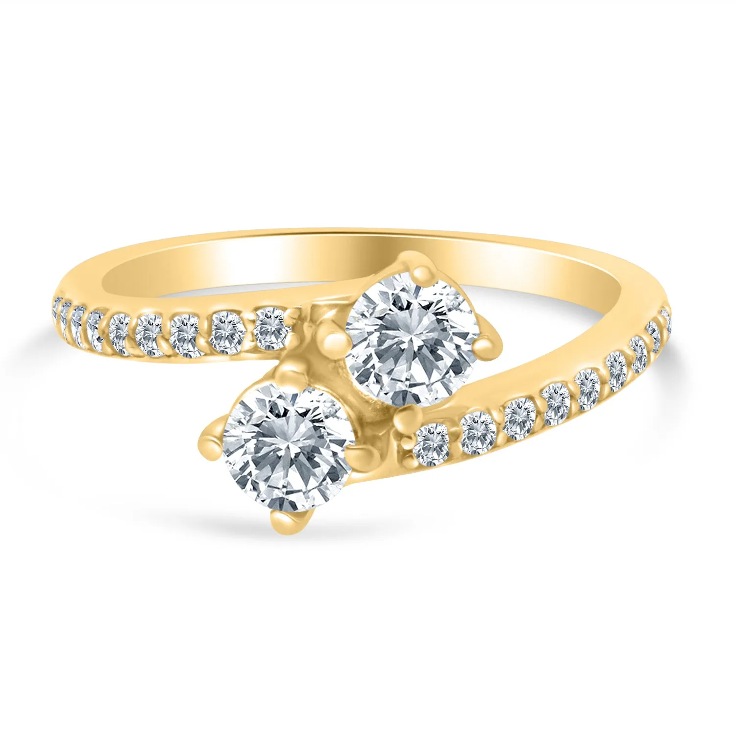 1.00ctw Diamond Two Stone Engagement Ring in 14k Yellow Gold (J-K, I2-I3)
