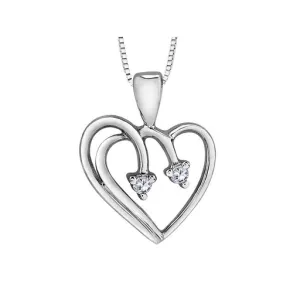 10K White Gold (0.03ct) Diamond Heart Pendant