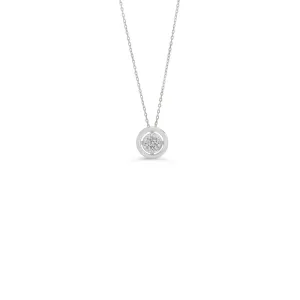 10K White Gold (0.05ct) Diamond Pavee Circle Necklace