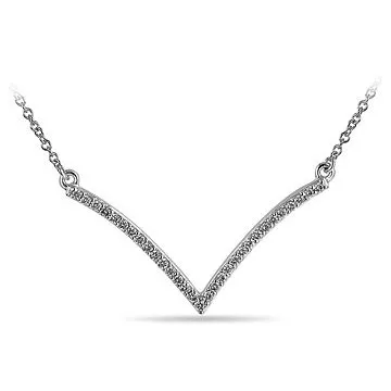 10K White Gold (0.16ct) "V" Shaped Diamond Necklace