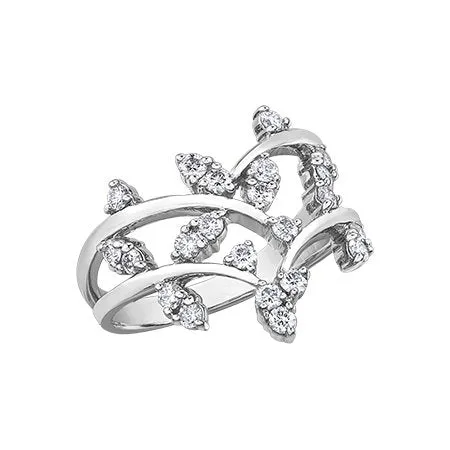 10K White Gold (0.50ct) Diamond Leaf Design Ring