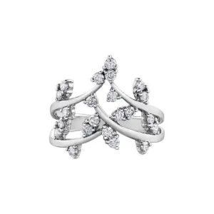 10K White Gold (0.50ct) Diamond Leaf Design Ring