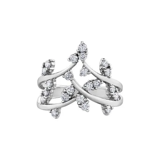 10K White Gold (0.50ct) Diamond Leaf Design Ring