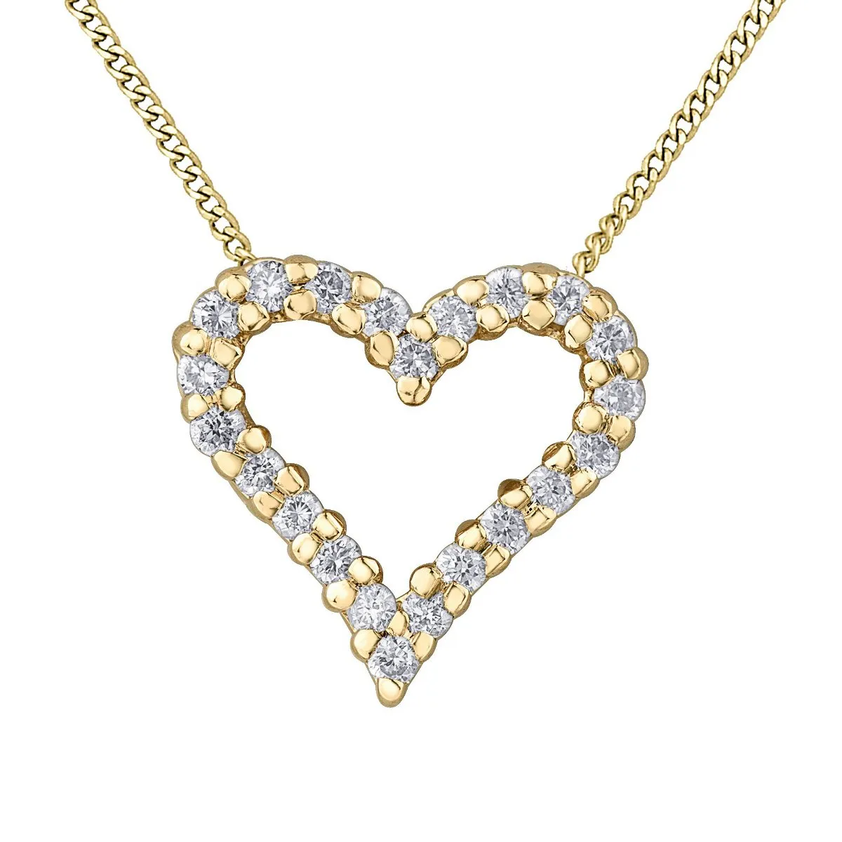 10K Yellow Gold (0.13ct - 0.75ct) Diamond Heart Pendant