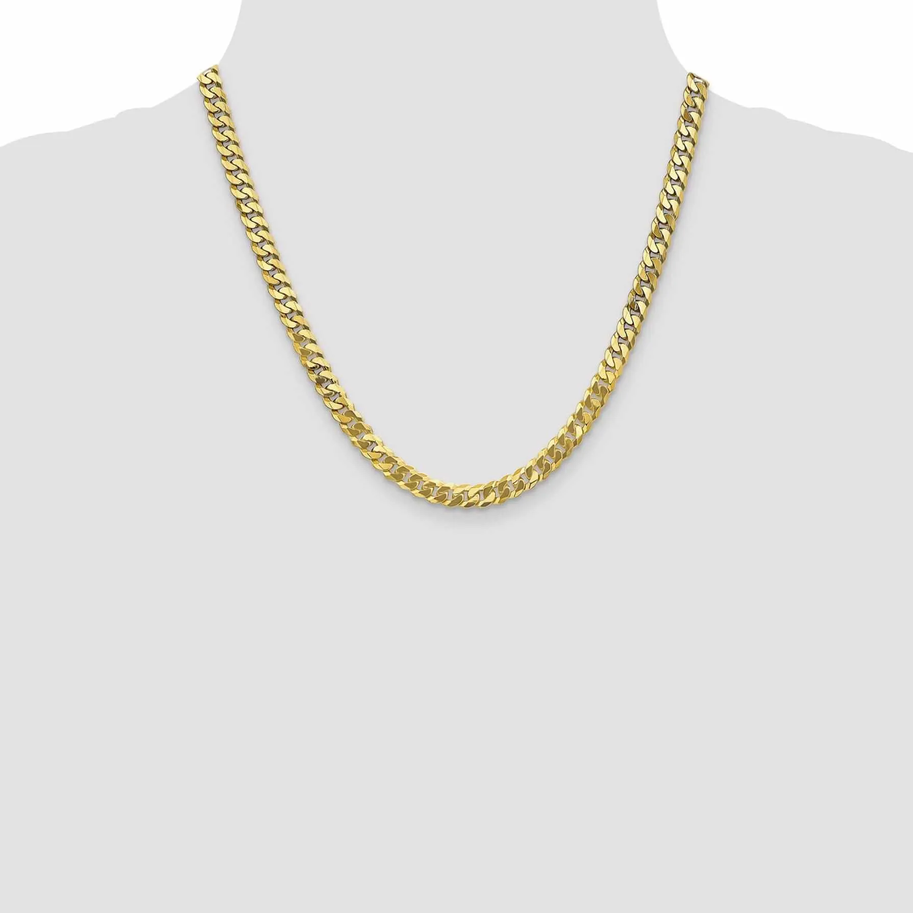 10k Yellow Gold 6.1mm Flat Beveled Curb Chain