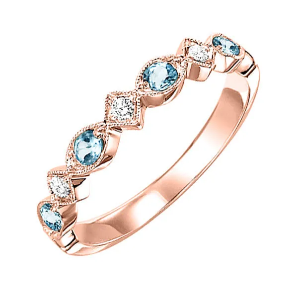 10KT Pink Gold & Diamond Classic Book Stackable Fashion Ring   - 1/10 ctw