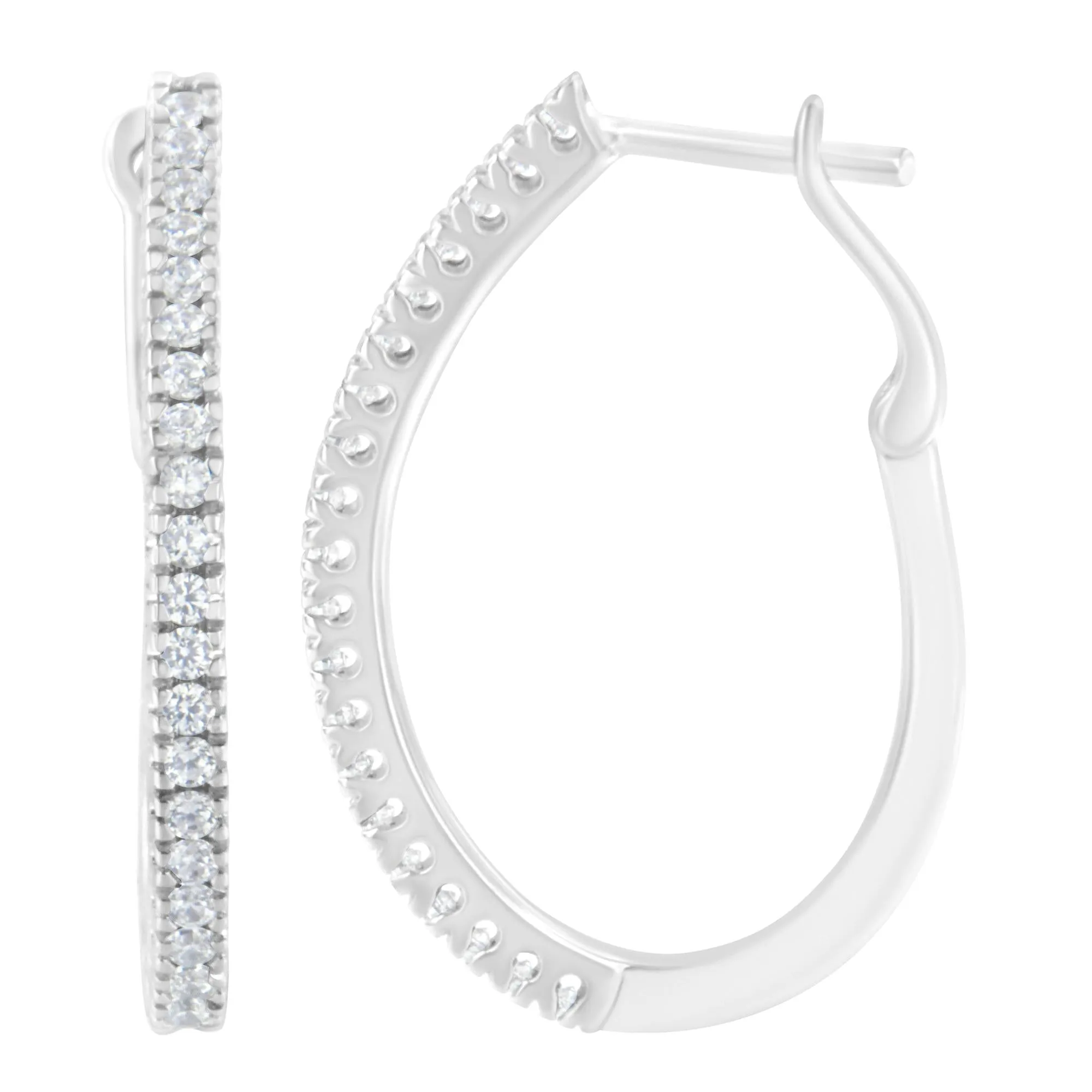 10KT White Gold 1/2 cttw Diamond Hoop Earrings (I-J, I2-I3)