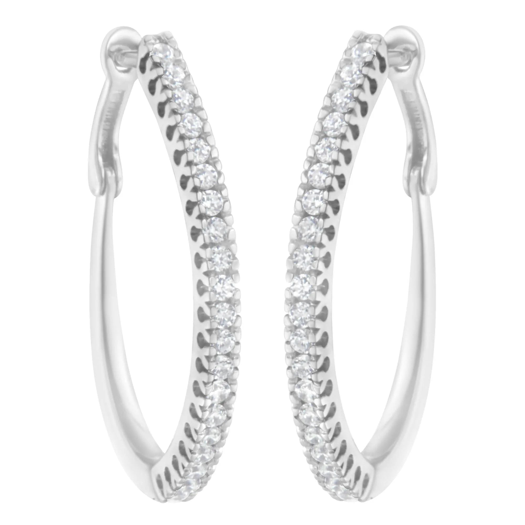 10KT White Gold 1/2 cttw Diamond Hoop Earrings (I-J, I2-I3)