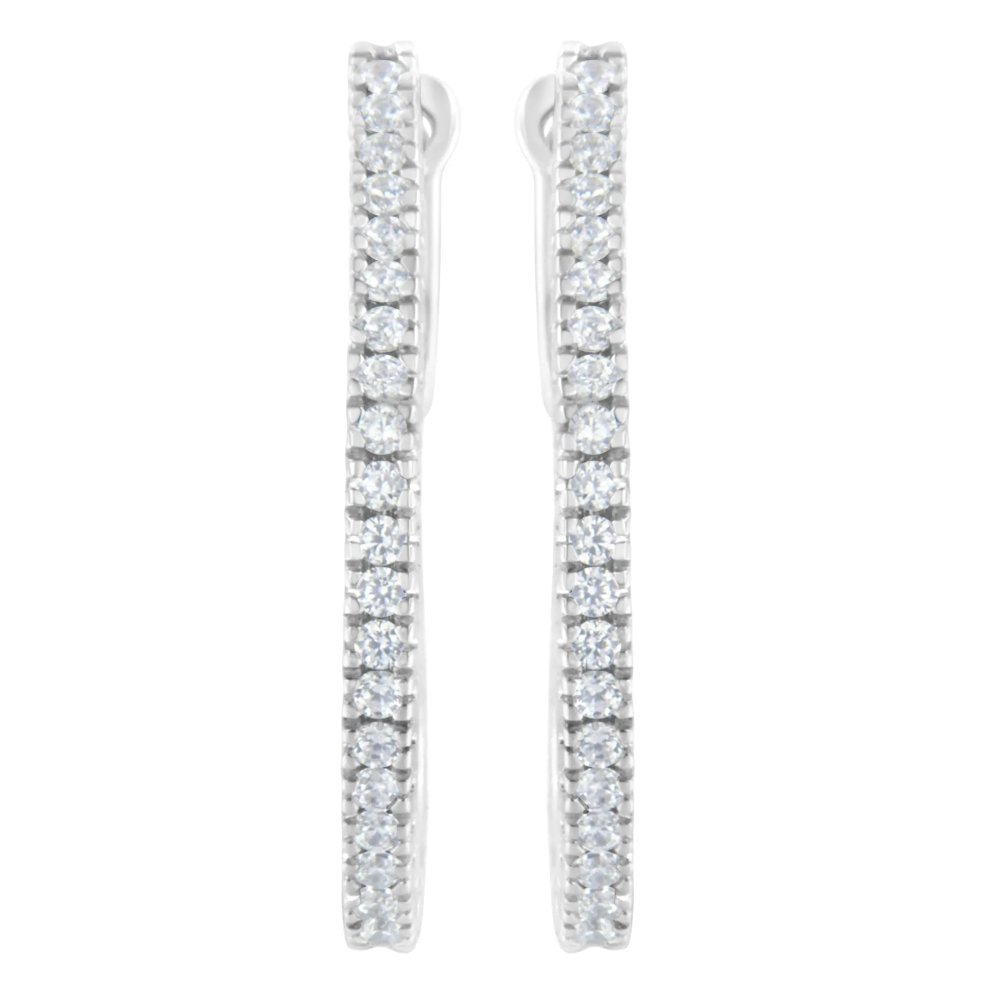 10KT White Gold 1/2 cttw Diamond Hoop Earrings (I-J, I2-I3)