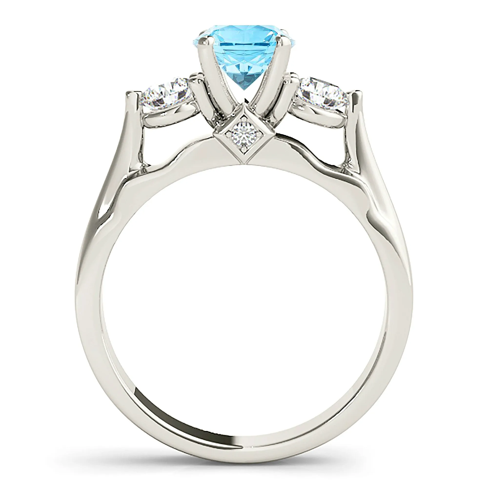 1.10 ct. Genuine Aquamarine with 0.40 ctw. Side Diamonds