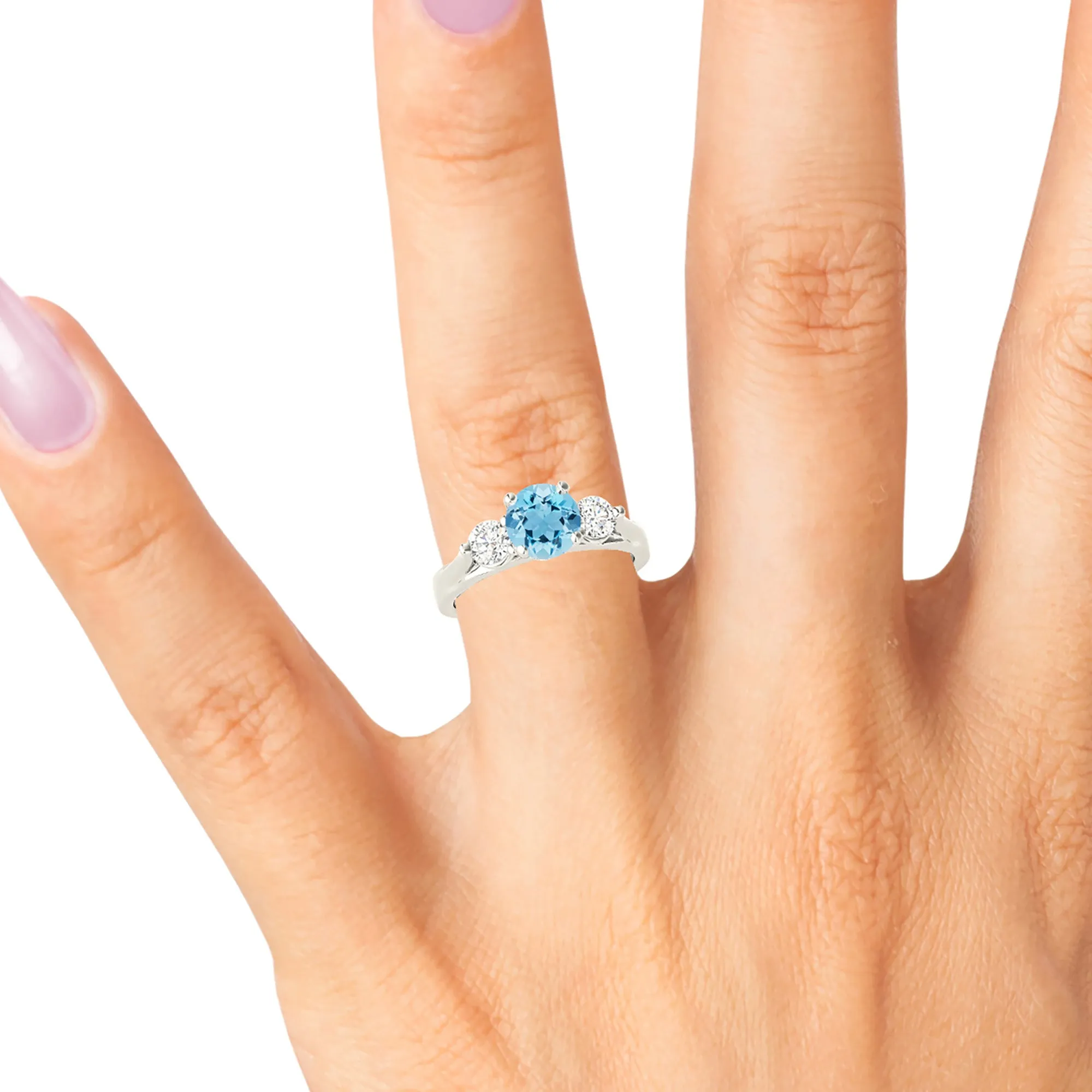 1.10 ct. Genuine Aquamarine with 0.40 ctw. Side Diamonds