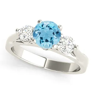 1.10 ct. Genuine Aquamarine with 0.40 ctw. Side Diamonds