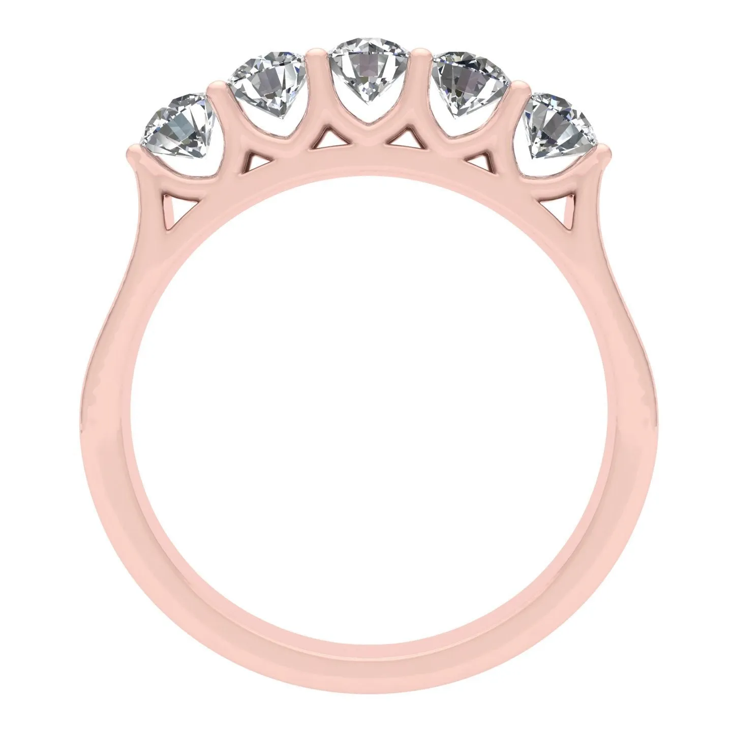 1/2 Carat TW Diamond Five Stone Wedding Band in 10k Rose Gold (K-L, I2-I3)