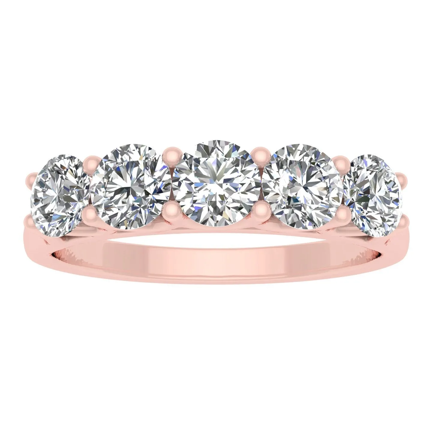 1/2 Carat TW Diamond Five Stone Wedding Band in 10k Rose Gold (K-L, I2-I3)