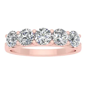 1/2 Carat TW Diamond Five Stone Wedding Band in 10k Rose Gold (K-L, I2-I3)