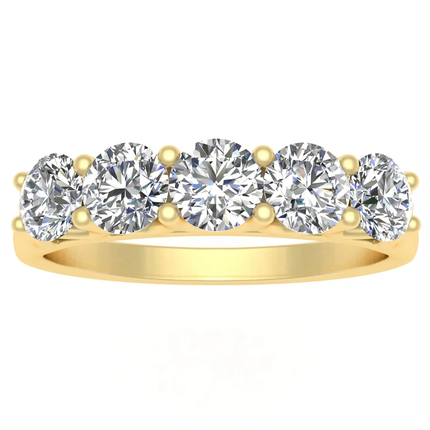1/2 Carat TW Diamond Five Stone Wedding Band in 10k Yellow Gold (J-K, I2-I3)