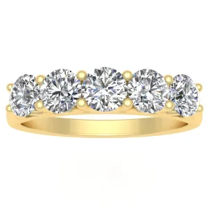1/2 Carat TW Diamond Five Stone Wedding Band in 10k Yellow Gold (J-K, I2-I3)