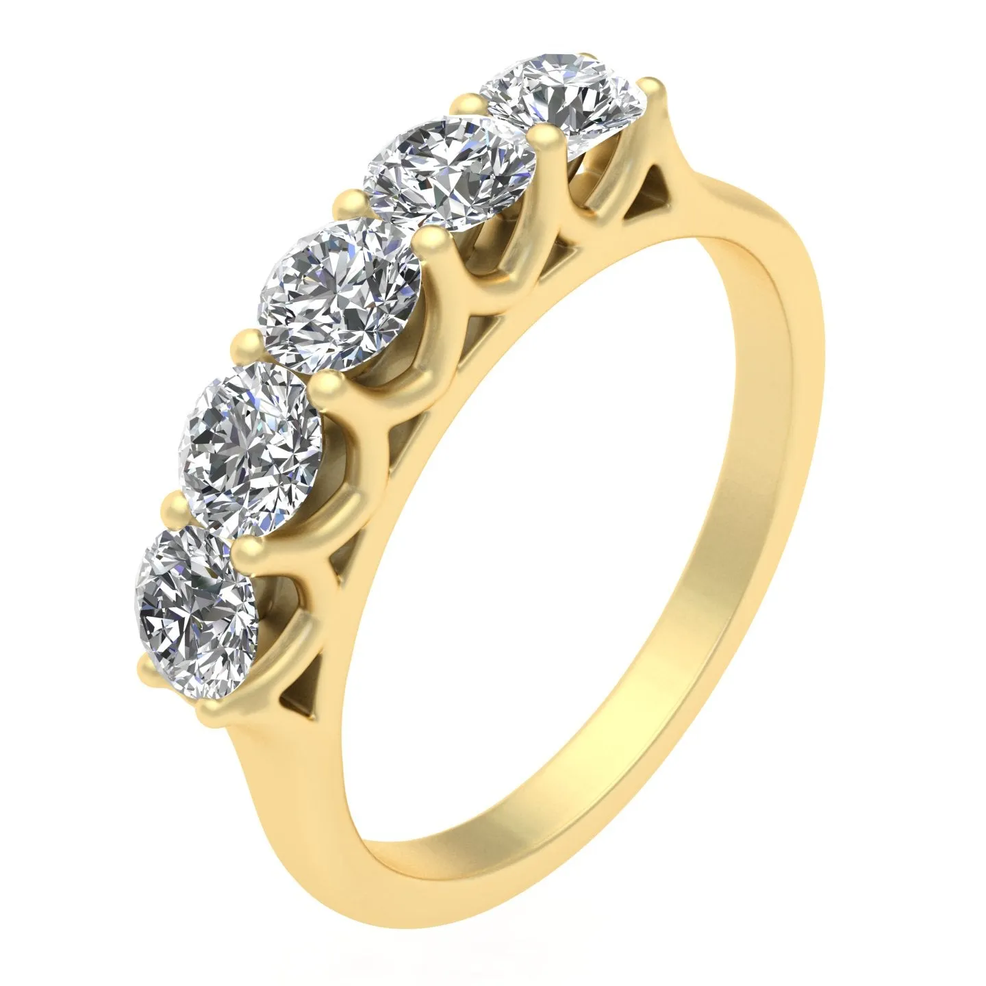 1/2 Carat TW Diamond Five Stone Wedding Band in 10k Yellow Gold (J-K, I2-I3)