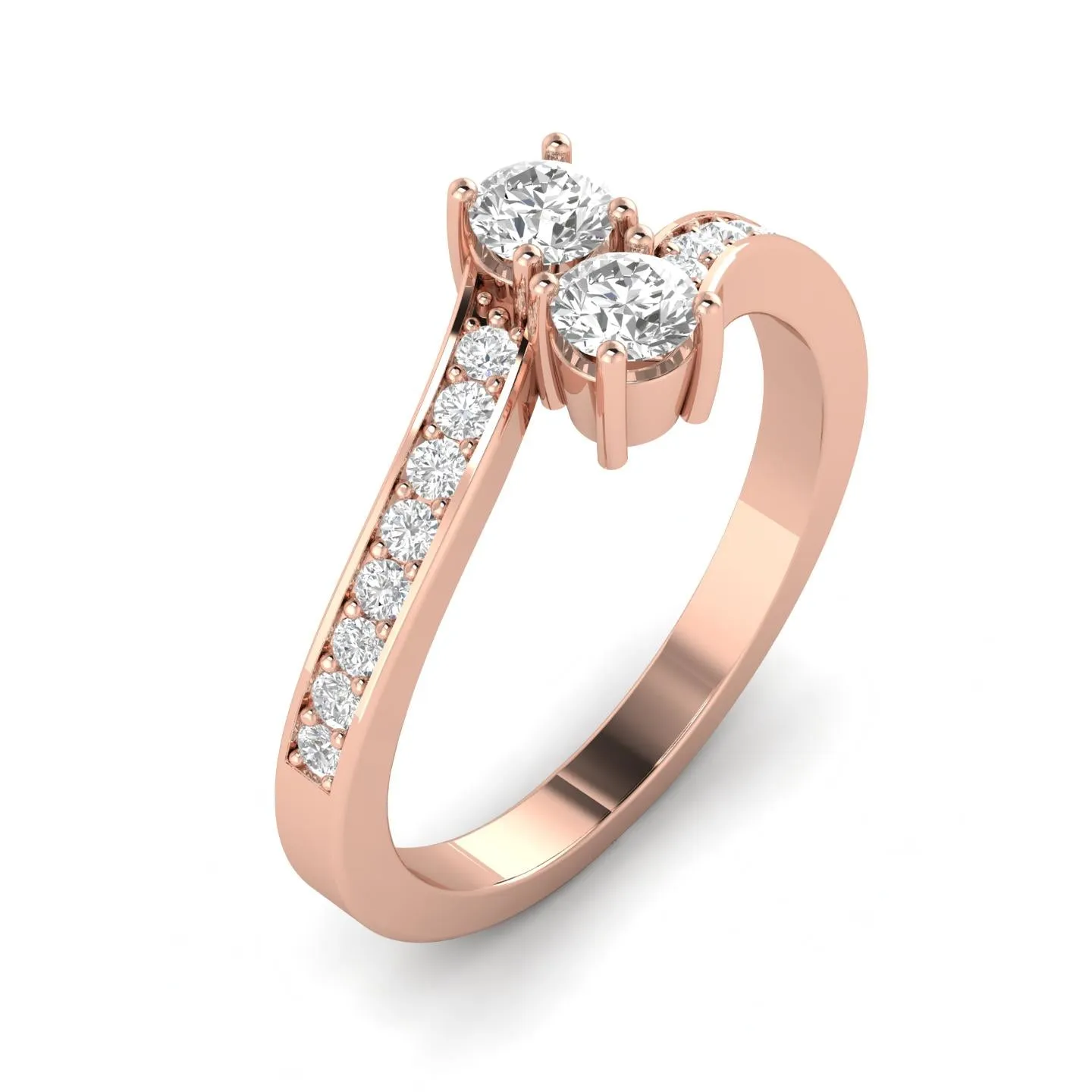 1/2 Carat TW Diamond Two Stone Ring in 10k Rose Gold (J-K, I2-I3)