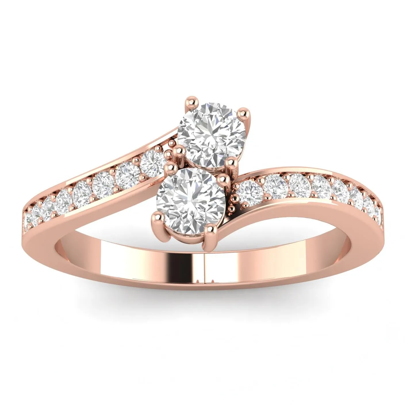 1/2 Carat TW Diamond Two Stone Ring in 10k Rose Gold (J-K, I2-I3)