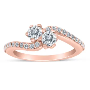 1/2 Carat TW Diamond Two Stone Ring in 10k Rose Gold