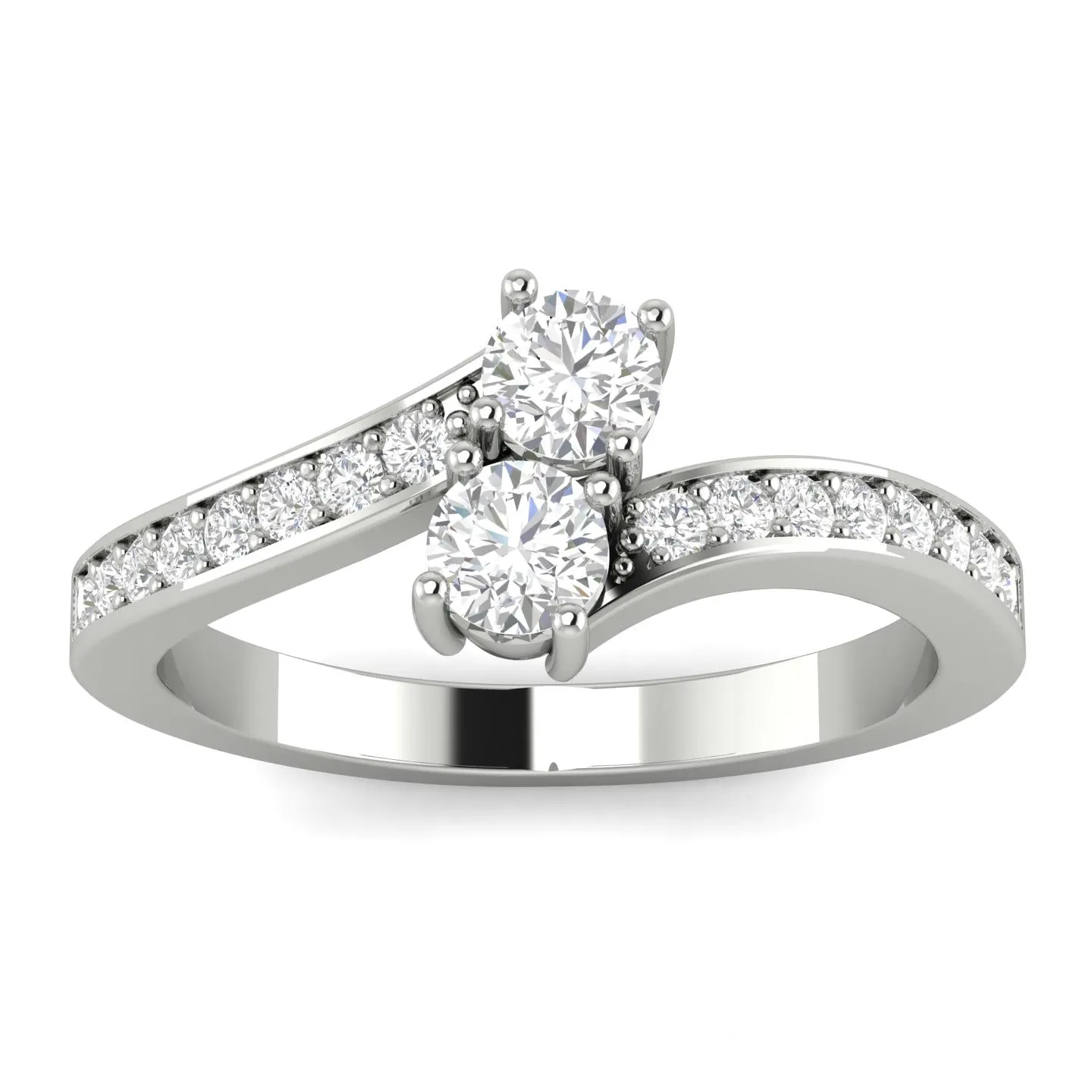 1/2 Carat TW Diamond Two Stone Ring in 10k White Gold (K-L, I2-I3)