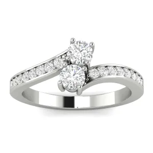 1/2 Carat TW Diamond Two Stone Ring in 10k White Gold (K-L, I2-I3)