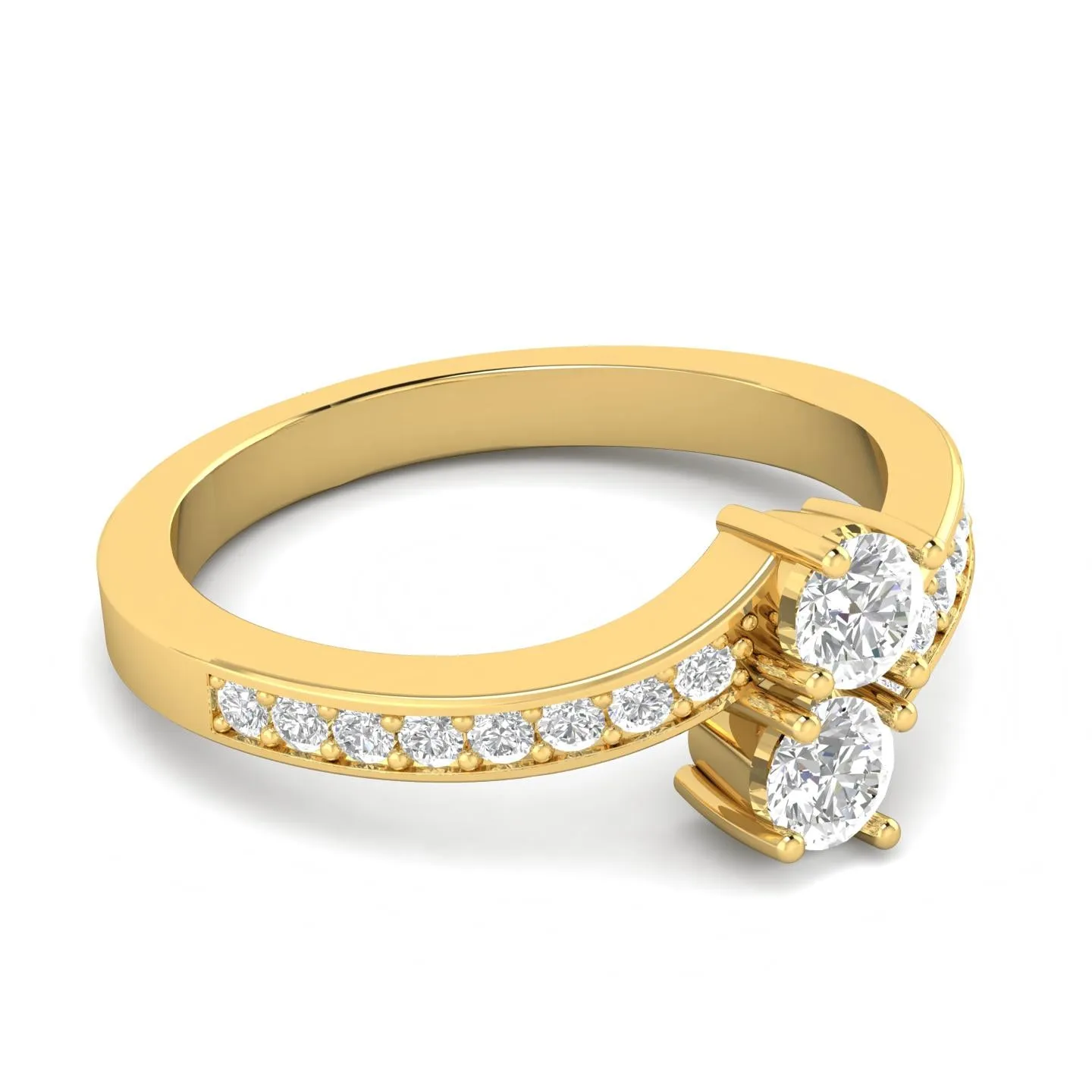 1/2 Carat TW Diamond Two Stone Ring in 10k Yellow Gold (J-K, I2-I3)