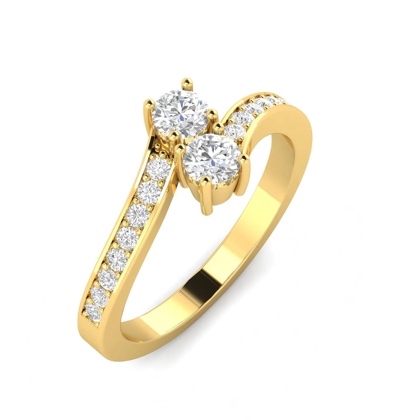 1/2 Carat TW Diamond Two Stone Ring in 10k Yellow Gold (K-L, I2-I3)