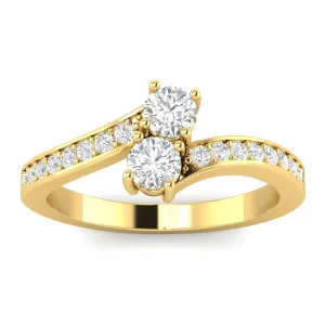 1/2 Carat TW Diamond Two Stone Ring in 10k Yellow Gold (K-L, I2-I3)