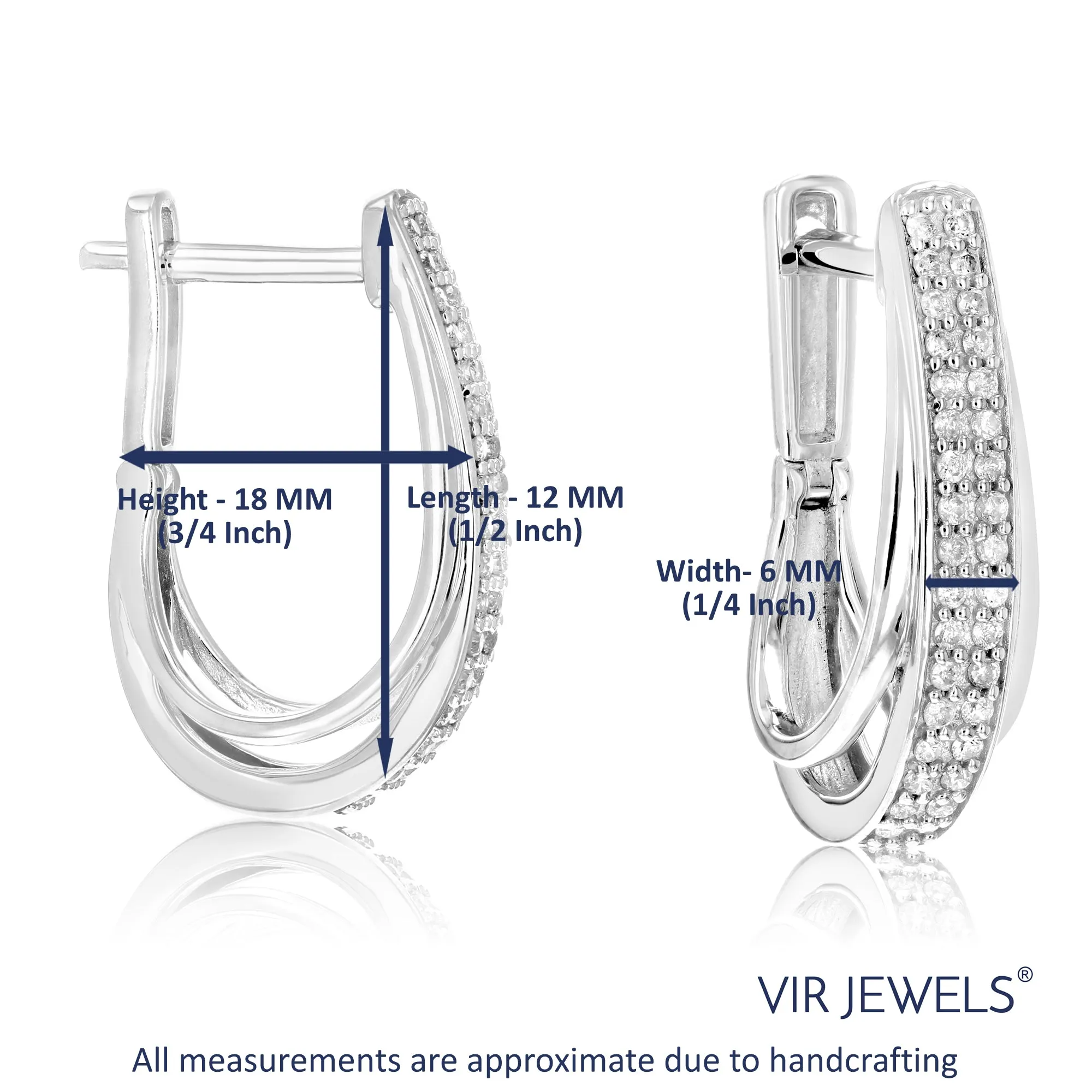 1/4 cttw Double Row Diamond Hoop Earrings in Sterling Silver