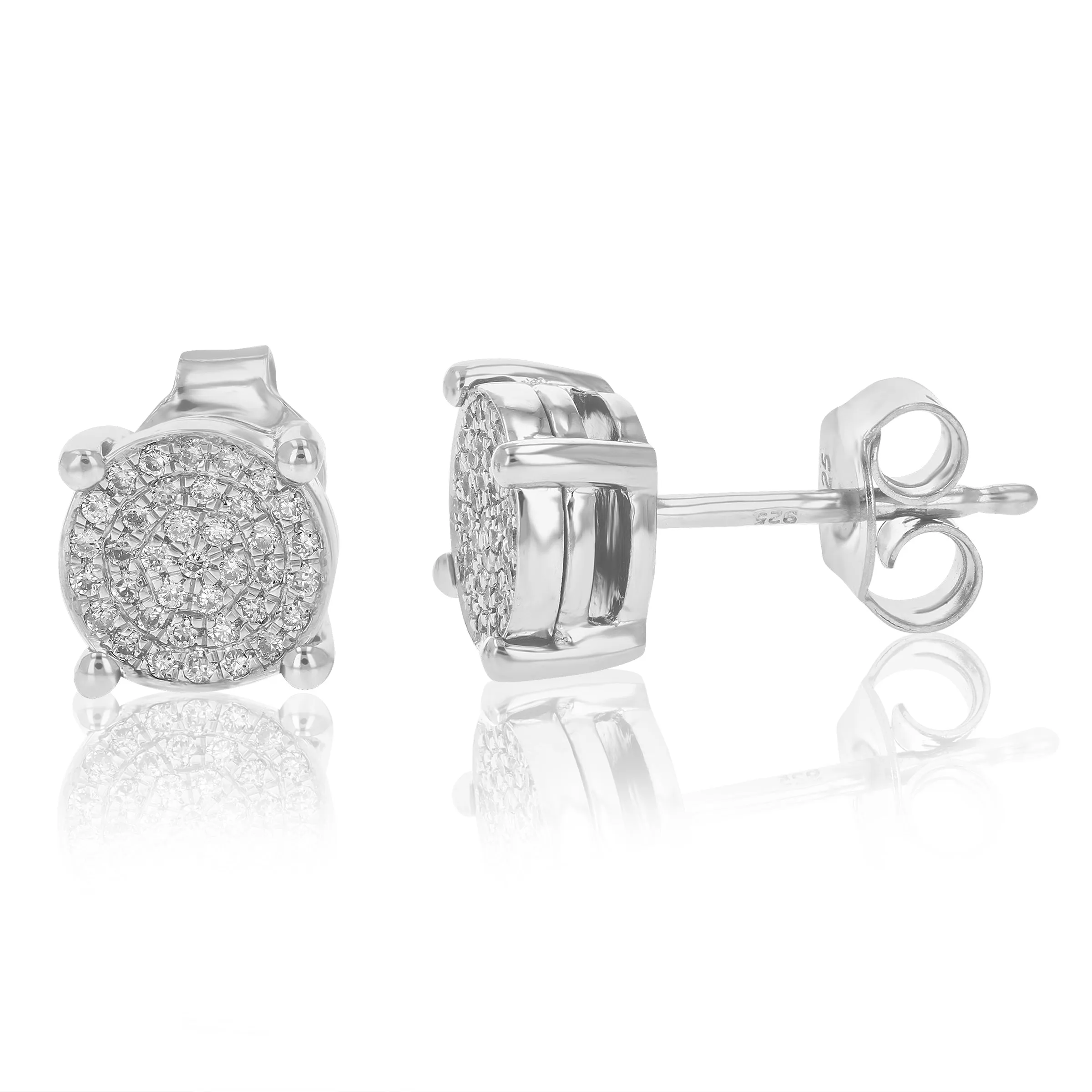 1/4 cttw Lab Grown Cluster Diamond Stud Earrings Sterling Silver