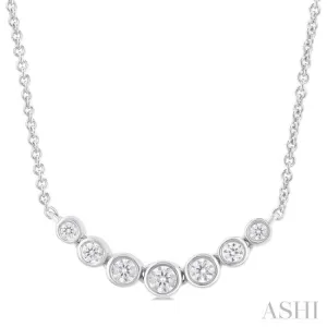 1/4 ctw Graduated Bezel Set Round Cut Diamond Smile Necklace in 14K White Gold