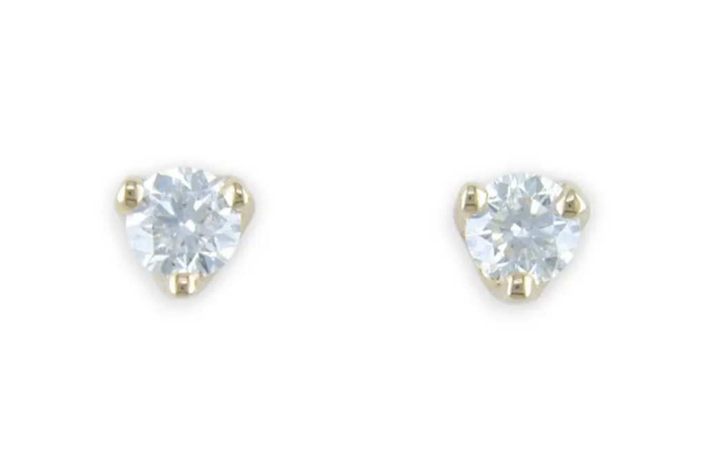 14 Kt Yellow Gold 3-Prong Forevermark Diamond Stud Earrings .30ct