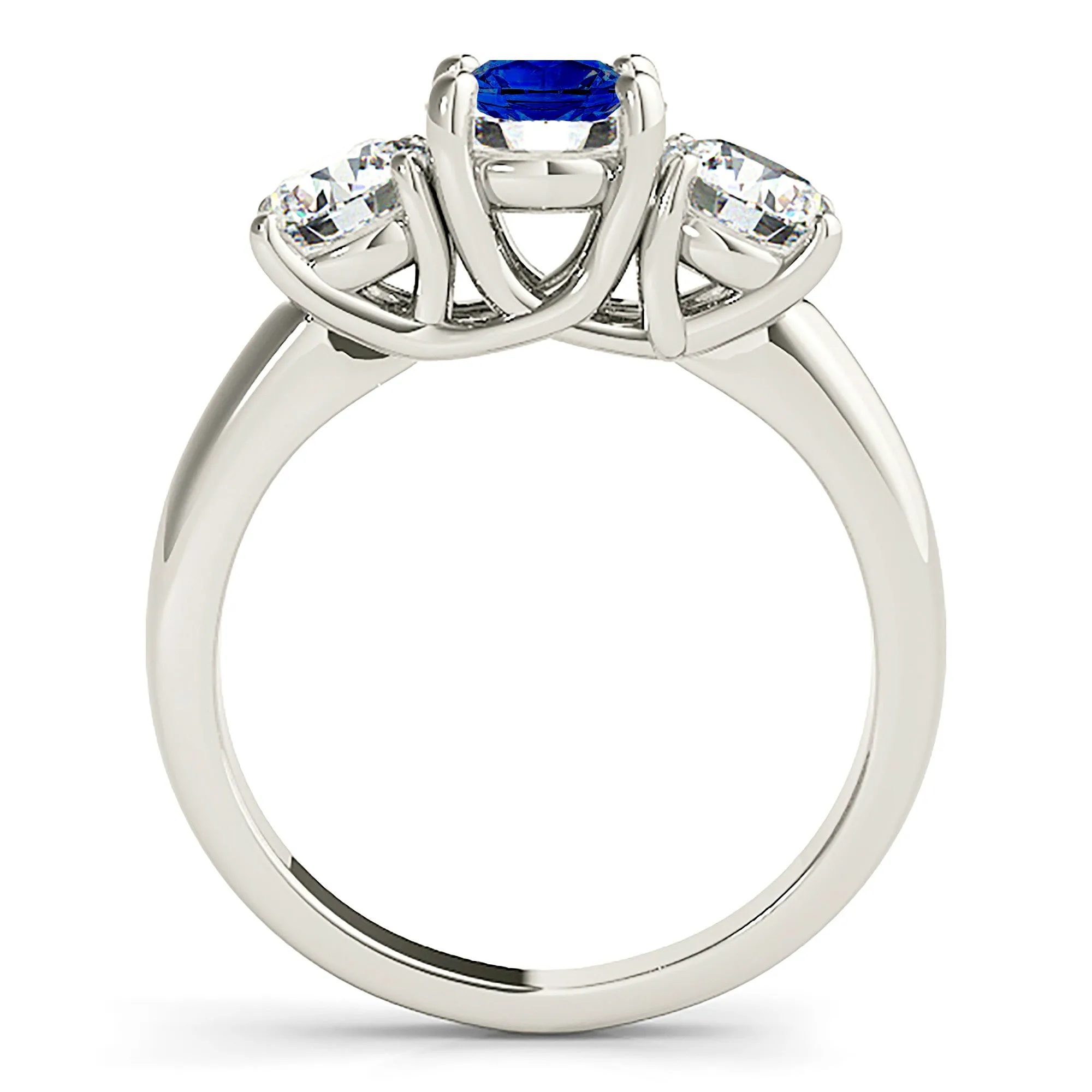 1.45 ct. Genuine Blue Sapphire Three Stone Engagement Ring