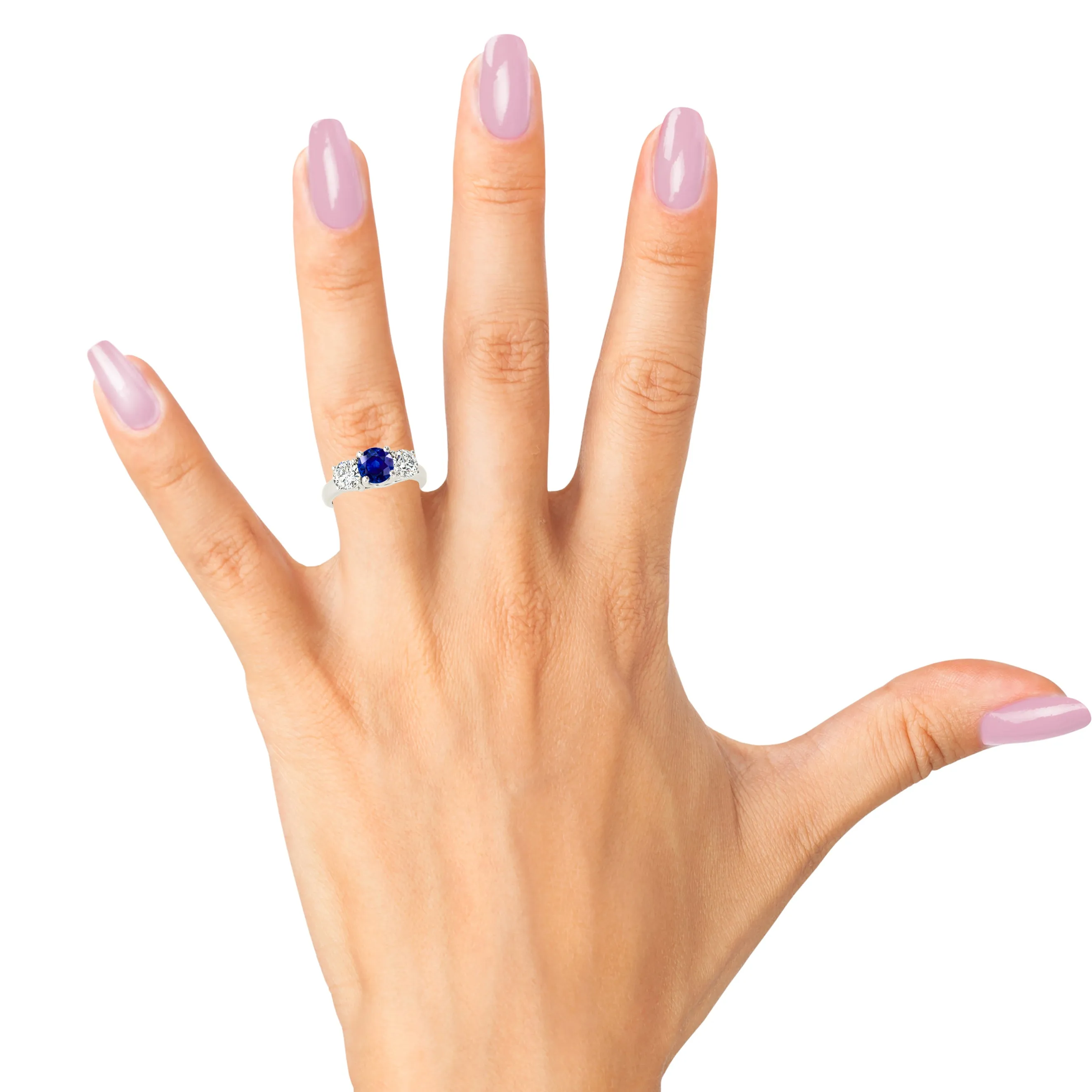 1.45 ct. Genuine Blue Sapphire Three Stone Engagement Ring