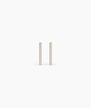 14K Gold Diamond Bar Stud Earrings
