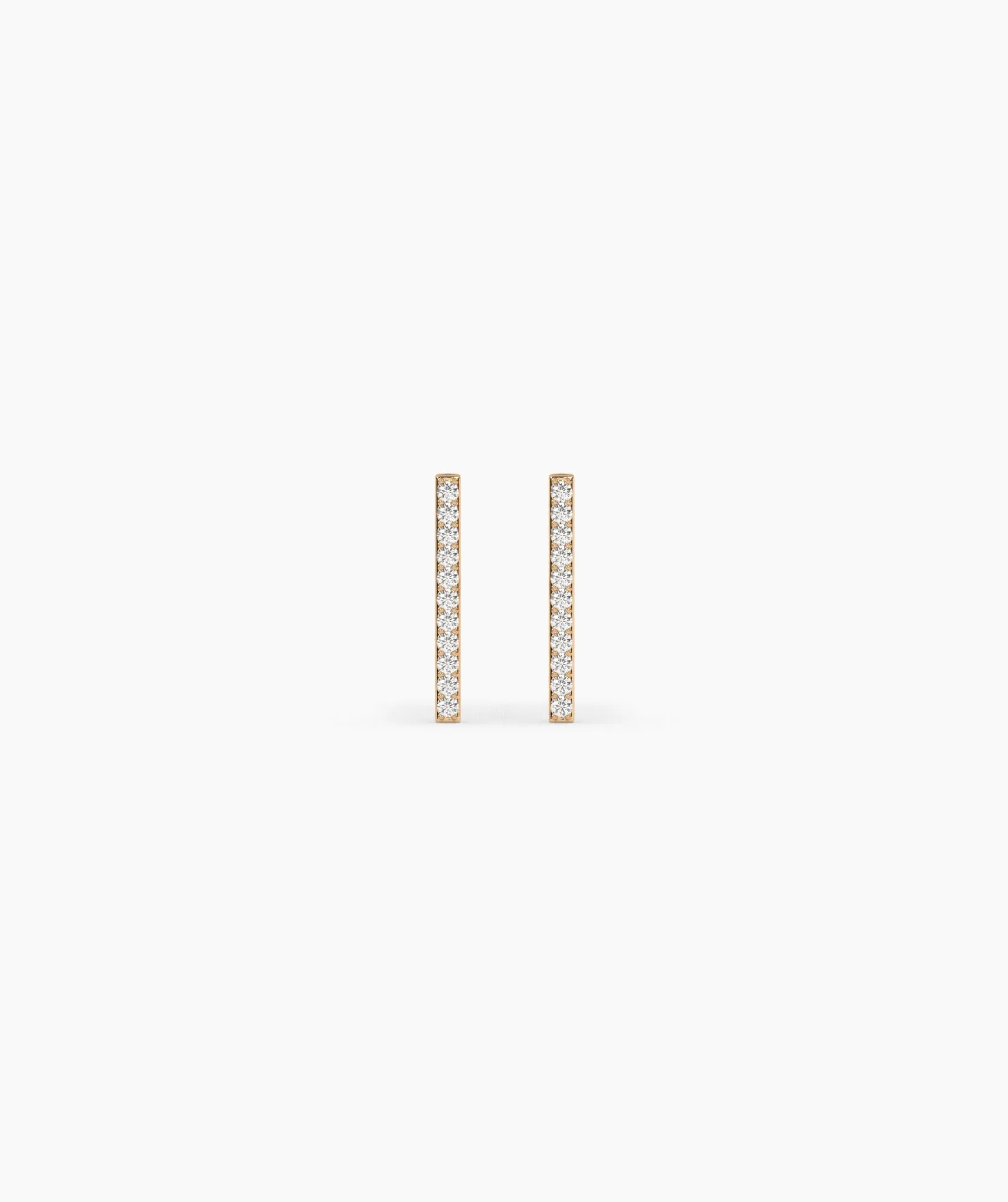14K Gold Diamond Bar Stud Earrings