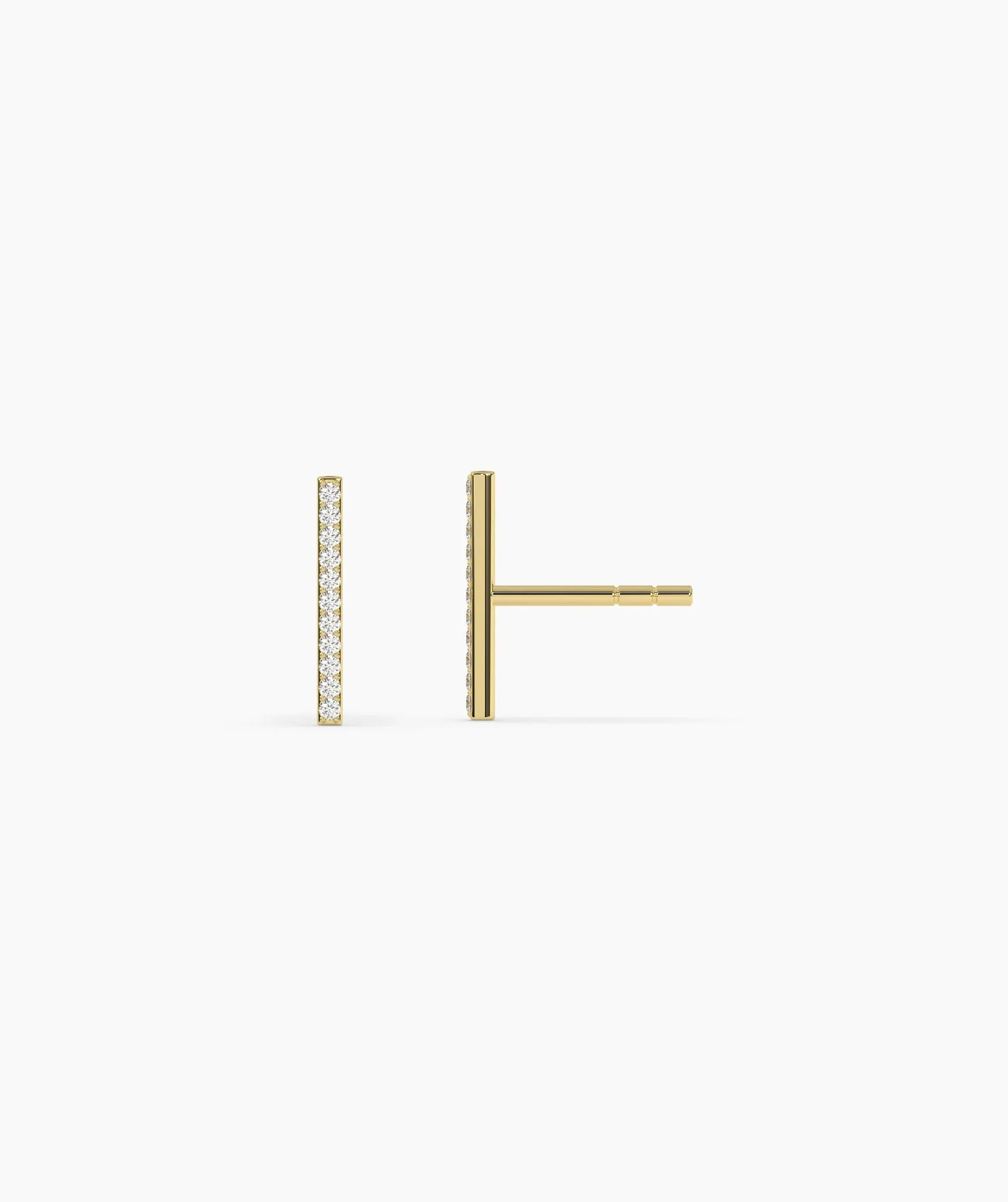 14K Gold Diamond Bar Stud Earrings
